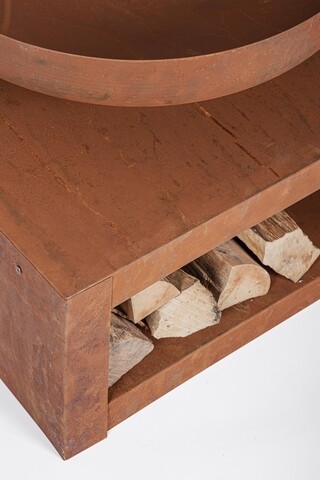 Semineu aer liber cu suport pentru lemne Efesto, Bizzotto, 70 x 70 x 38 cm, otel