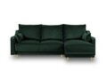 Coltar extensibil reversibil, Pansy, Mazzini Sofas, 4 locuri, cu lada de depozitare, 220x150x90 cm, catifea, verde bottle