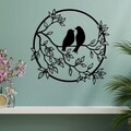 Decoratiune de perete, Birds In The Tree, metal, 49.5 x 48 cm, negru