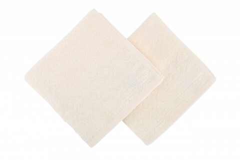 Set 2 prosoape de maini 50x90 cm, 100% bumbac, soft kiss, zarif cream