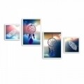 Set 4 tablouri decorative, Alpha Wall, Dream Catcher, 30x30/35x50 cm