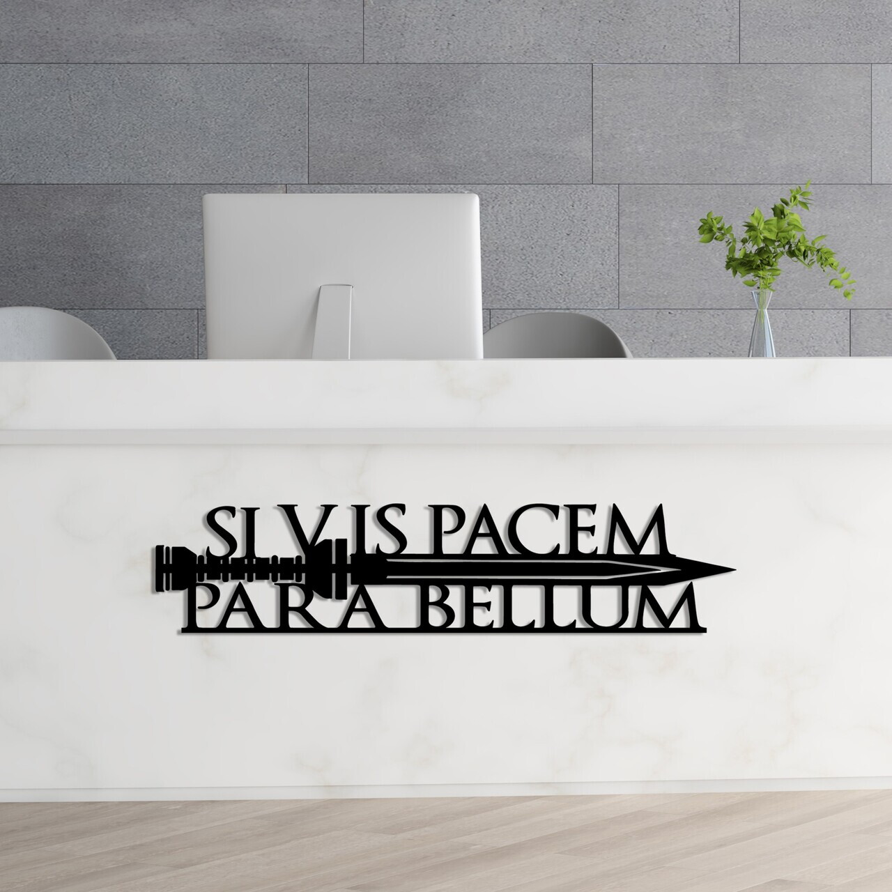 Decoratiune de perete, Si Vis Pacem 2, Dimensiune: 60 x 14 cm, Negru — imaginea 3