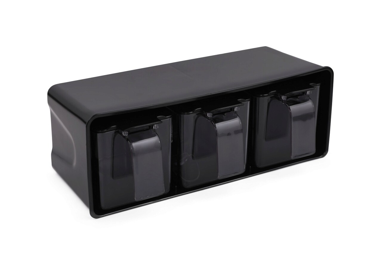 Set Recipiente Pentru Condimente, Kosova, 430KSV4337, Plastic, Negru/Argintiu