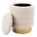 Taburet cu spatiu depozitare Dazzle, Pakoworld, 36x36x44 cm, tesatura boucle/MDF, crem/auriu