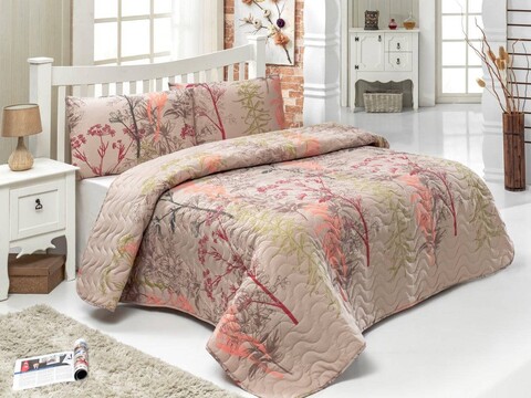 Set cuvertura cu 2 fete de perna, Eponj Home, Urla 143EPJ69481, 220 x 240 cm, amestec bumbac, bej 143EPJ69481 imagine 2022