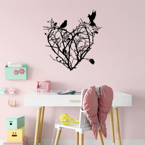 Decoratiune de perete, bush hearth, metal, dimensiune: 67 x 70 cm, negru