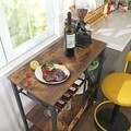 Carucior cu 3 rafturi pentru bucatarie, Vasagle, 80 x 40 x 86.5 cm, otel/PAL, maro/negru mat
