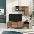 Comoda TV cu raft, Decortie, Heaton, pal melaminat, maro