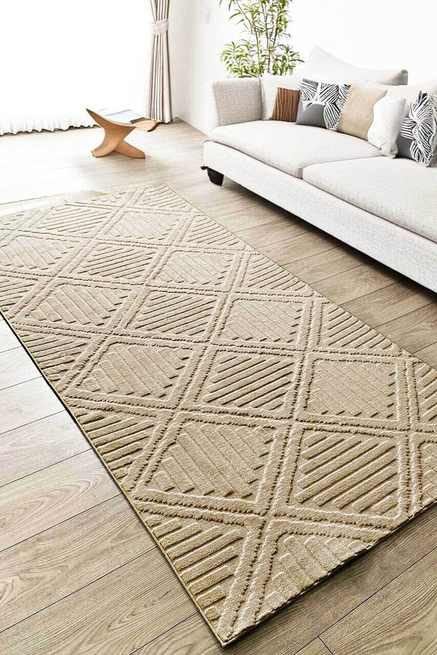 Covor, CLR-HİLDA-VİZON-21, 80x250 cm, Poliester, Bej