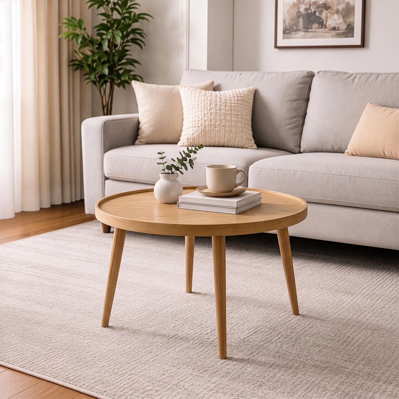 Masuta de cafea, Hanah Home, Polen 80, 80x48x80 cm, LEMN MASIV DE STEJAR, Stejar