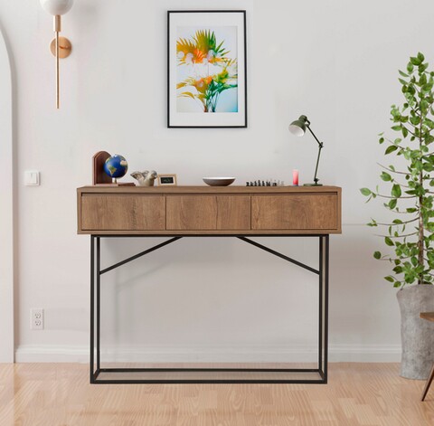 Consola, Sapphire, Mia, 120 x 90 x 36 cm, pal melaminat/metal, nuc/negru Comode