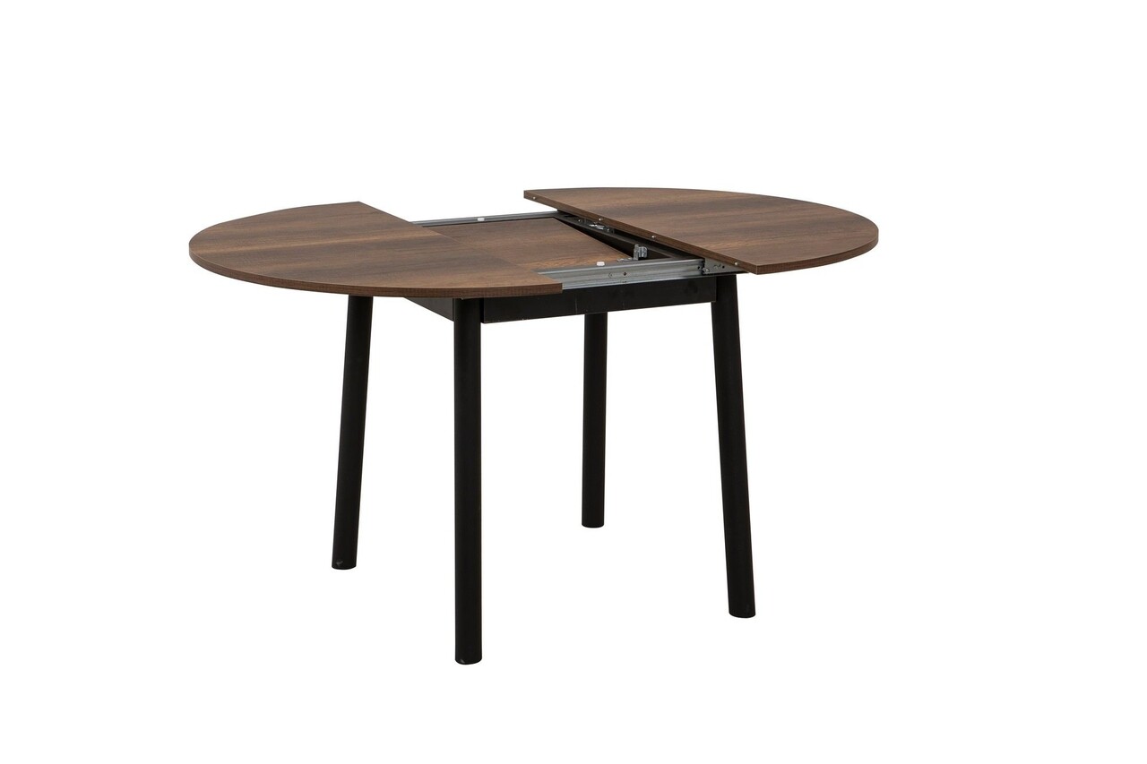 Masa de sufragerie extensibila, Vella, Oliver, 100x75x100 cm, PAL, Nuc / Negru - 1 | YEO