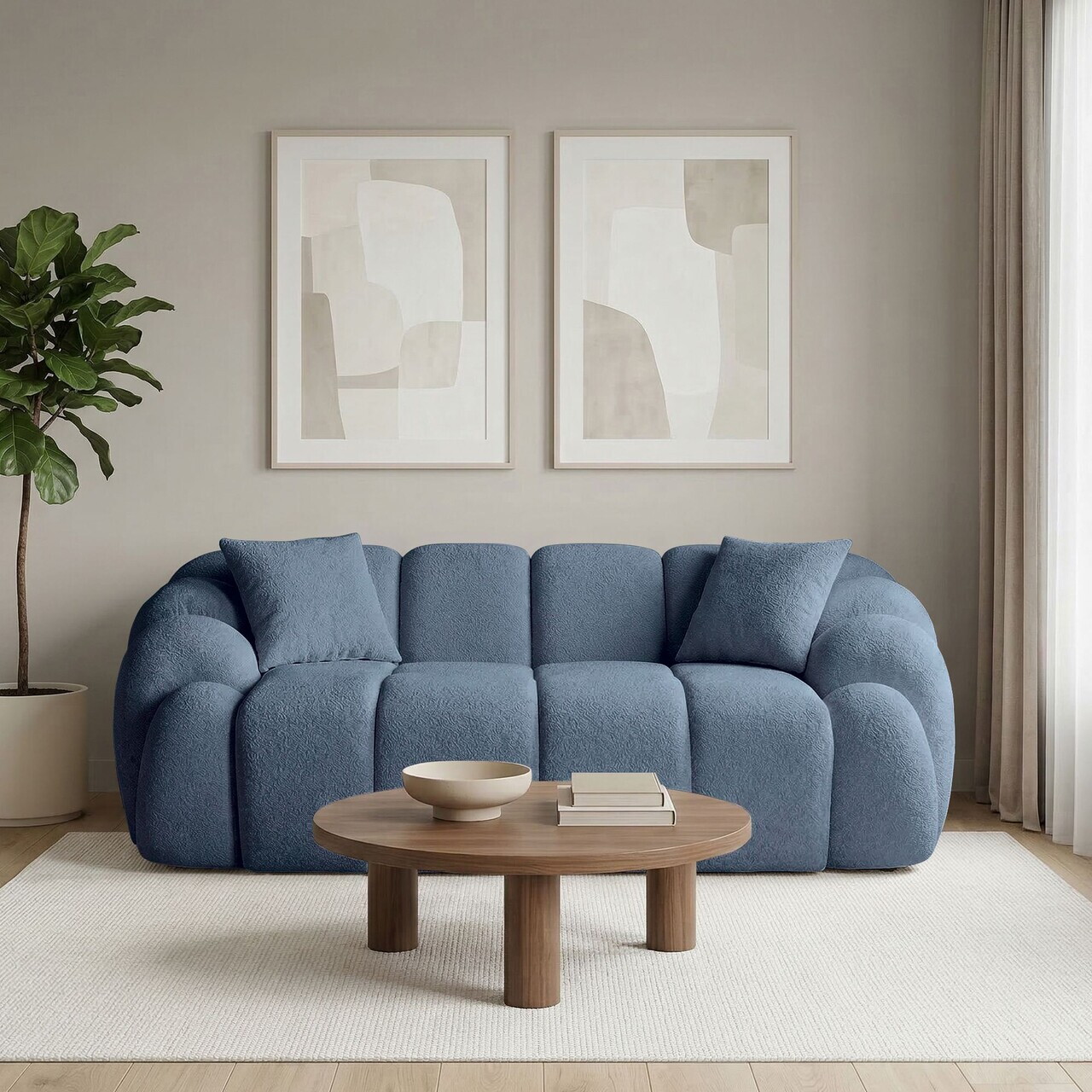 Canapea 2 locuri, Atelier del Sofa, 752EST2505, Lemn de carpen/PAL melaminat, Albastru navy - view 2