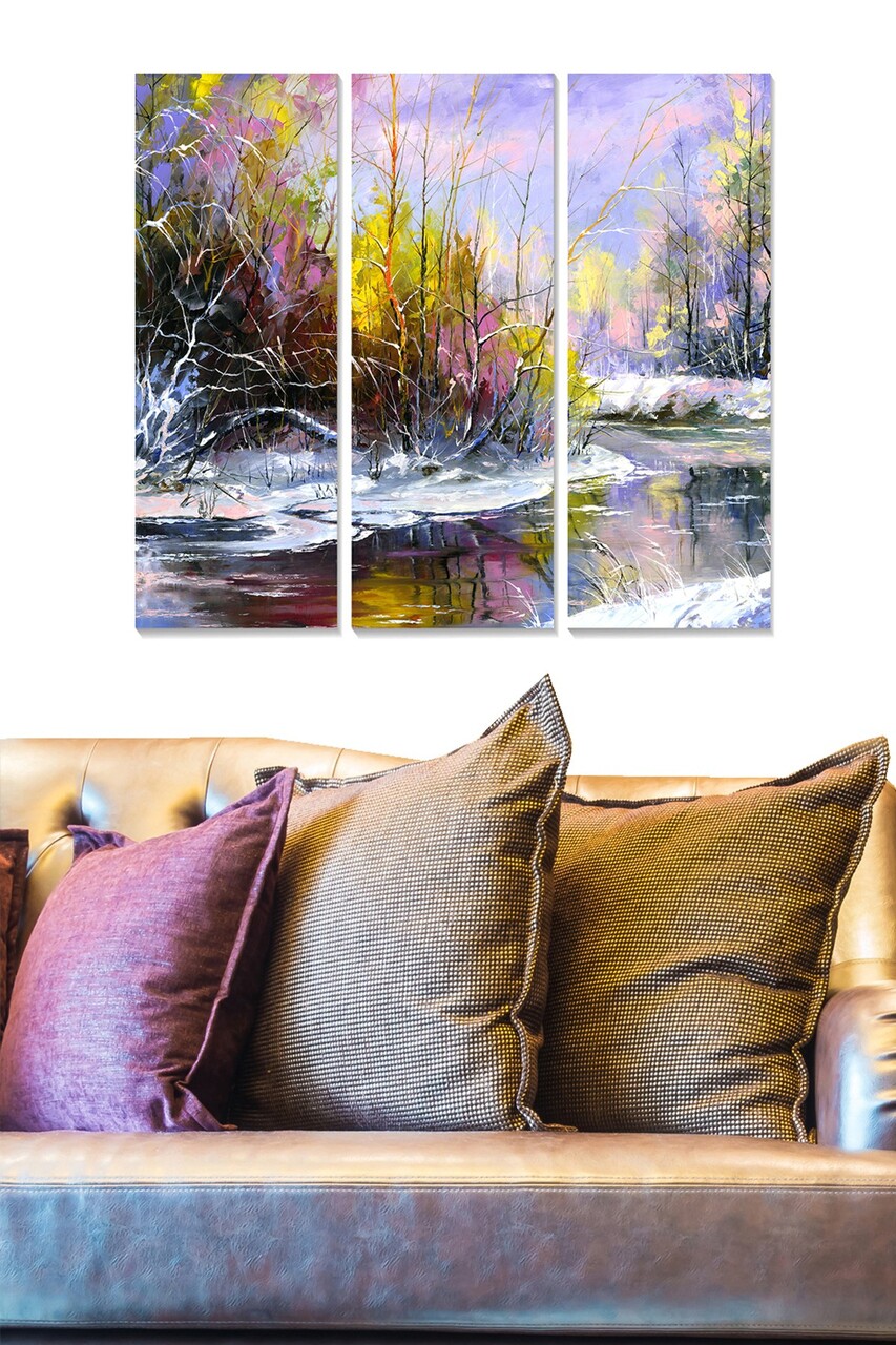 Set 3 tablouri decorative MDF117467 20 x 50 cm 3 piese Multicolor