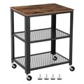 Carucior cu 3 rafturi pentru servire, Vasagle, 60 x 40 x 78 cm, fier/PAL, maro