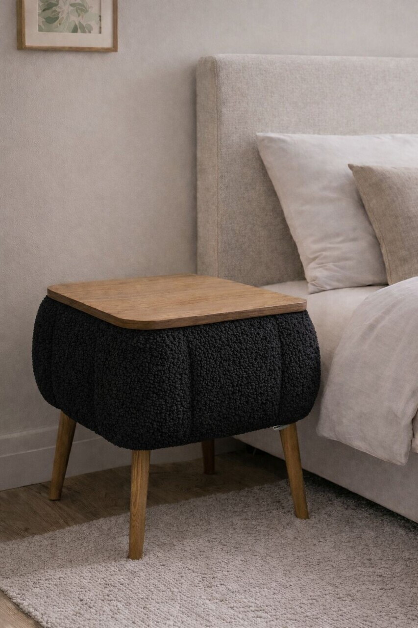Noptiera, Hanah Home, Lina, 50x45x40 cm, Negru — imaginea 4