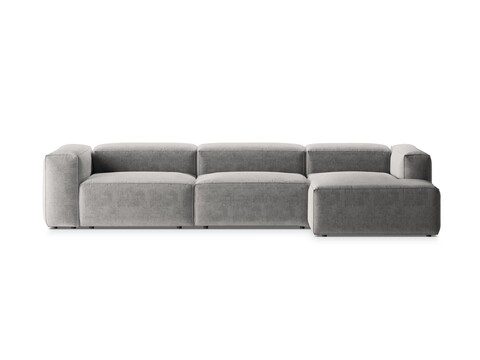 Coltar dreapta 4 locuri, Bergamo, Cosmopolitan Design, 344x152x70 cm, tesatura structurata, gri deschis
