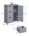 Dulap pentru baie cu 3 sertare, Vasagle, 60x30x80 cm, MDF, gri dove