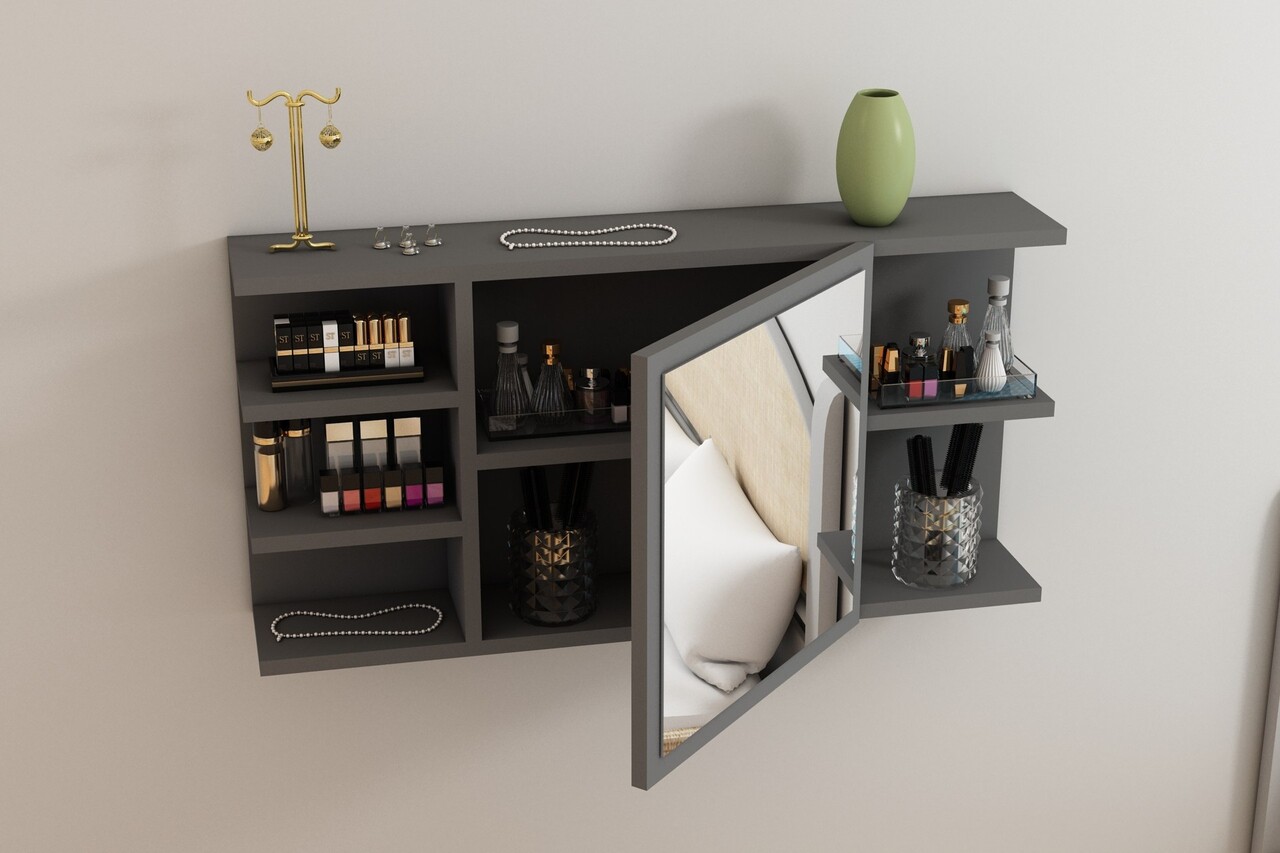 Dulap de machiaj, Coraline, Marta, 90x45x18 cm, PAL, Antracit - 2 | YEO