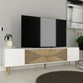 Comoda TV, Olivia, Dekol1, Stejar Safir / Alb / Auriu