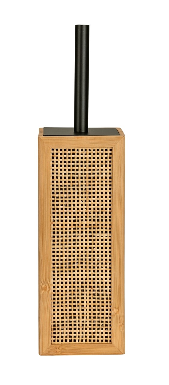 Perie de toaleta cu suport, Wenko, Allegre, 9.5 x 36.5 x 9.5 cm, bambus/ratan/inox, natur/negru - 1 | YEO
