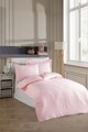 Lenjerie de pat pentru o persoana 2 piese, Water Yollu Saten - Powder, EnLora Home, Bumbac;Poliester