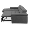 Coltar extensibil stanga cu 3 tetiere si lada, Emily, L.272 l.175, stofa, PRM96 gri inchis