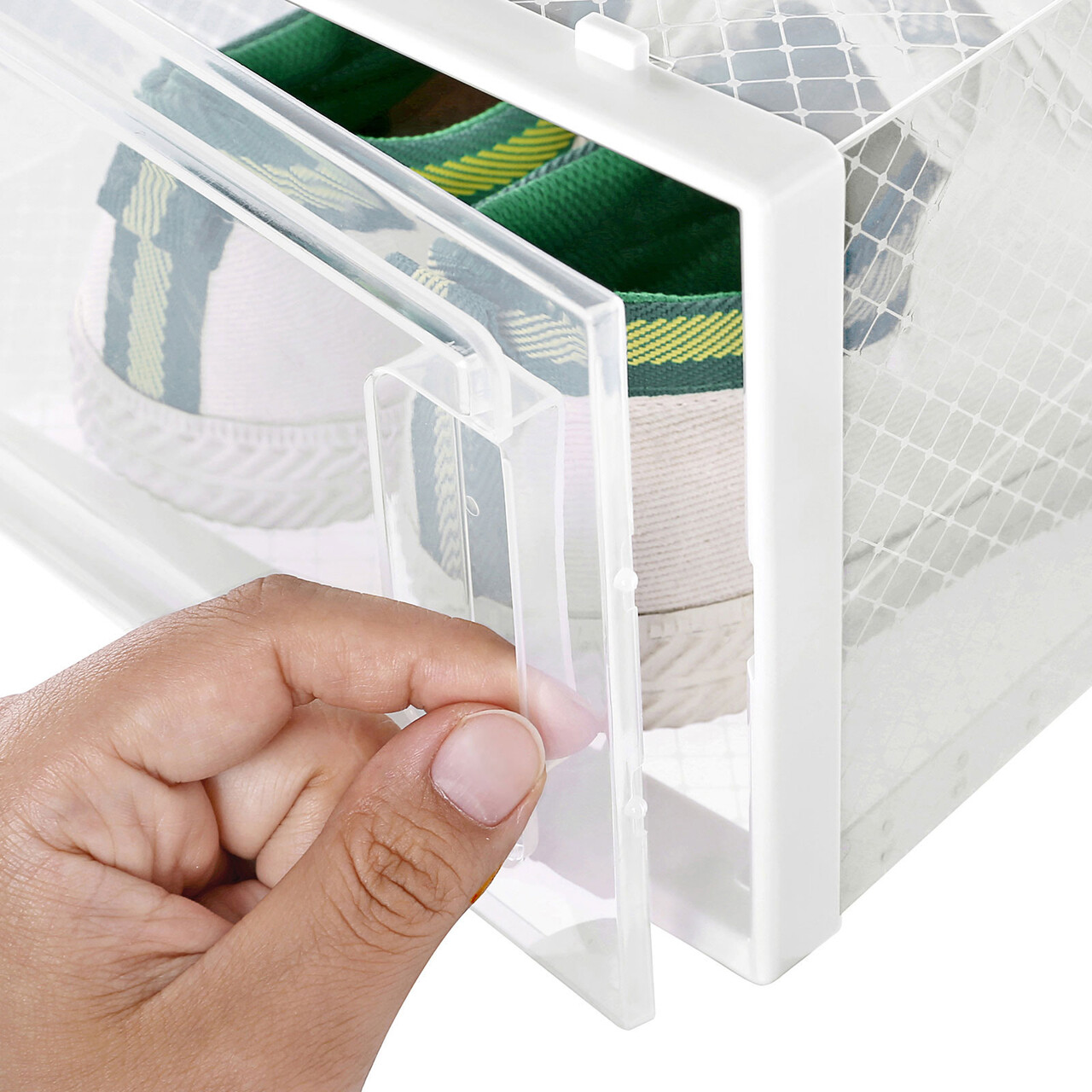 Set 8 cutii de pantofi, Songmics, 33.3x22x14 cm, polipropilena, transparent/alb - view 5