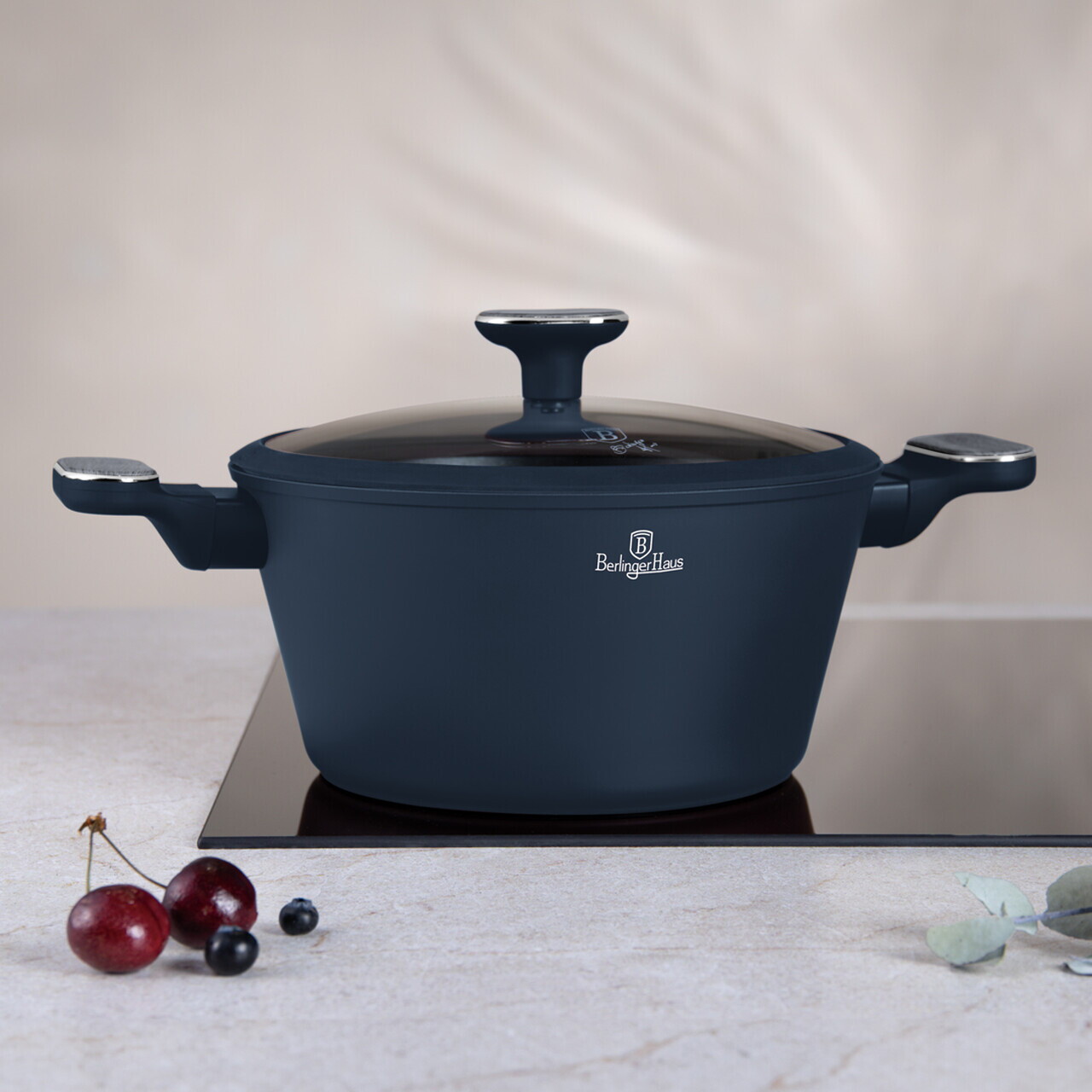 Oala cu capac Berlinger Haus, Deep Sea, 24 cm, 4.3 L, aluminiu forjat, albastru mat/gri - imagine 4