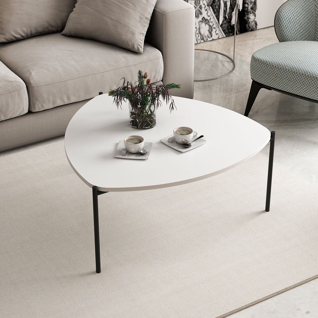 Masuta de cafea, Minerva, Lenny, 90x40x89 cm, PAL, Alb - 1 | YEO