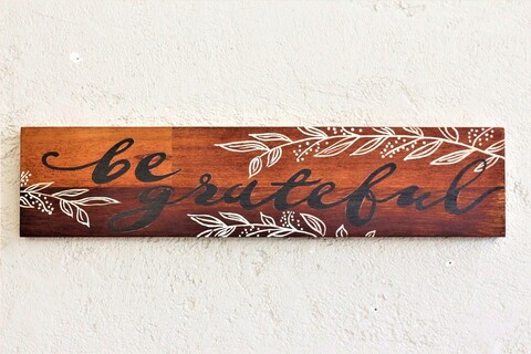 Decoratiune de perete, grateful, 44x1.8x10 cm, lemn , nuc