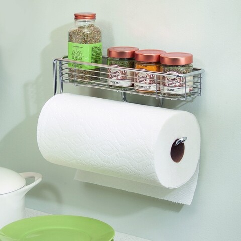 Polita depozitare condimente cu suport pentru rola servetele lineo, idesign, 30.5x16.5x61 cm