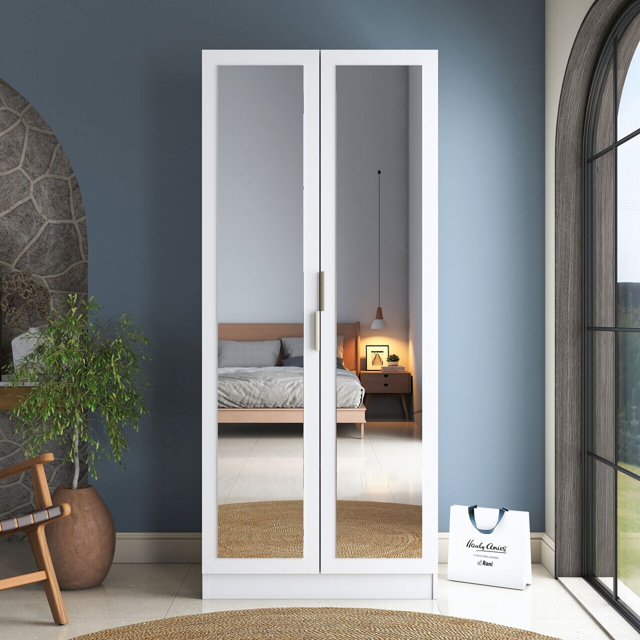 Dulap pentru haine, Hanah Home, BA232, 90x210x57.5 cm, PAL melaminat, Alb - view 2