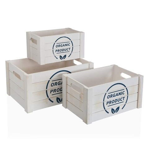 Set 3 cutii pentru depozitare Organic Product Light, Versa, 35 x 25 x 17 cm, lemn