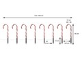 Set 8 decoratiuni luminoase Candy, H47 cm, sintetic, rosu/alb