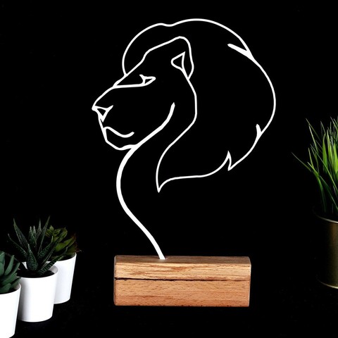 Decoratiune, lion, 17x32x3.5 cm, metal, alb