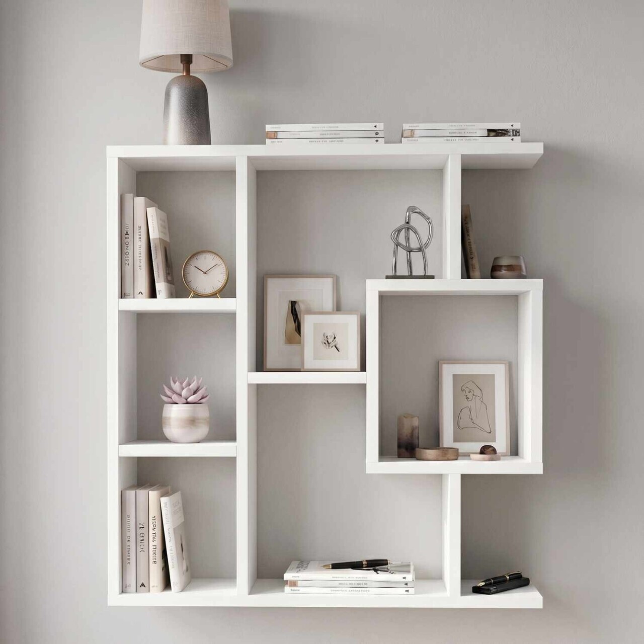 Corp biblioteca, Hanah Home, Yegane, 70.9x74.5x19.7 cm, Alb — imaginea 2
