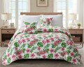 Cuvertura Mostera, Fashion Goods, 200x220 cm, microfibra, alb/roz/verde