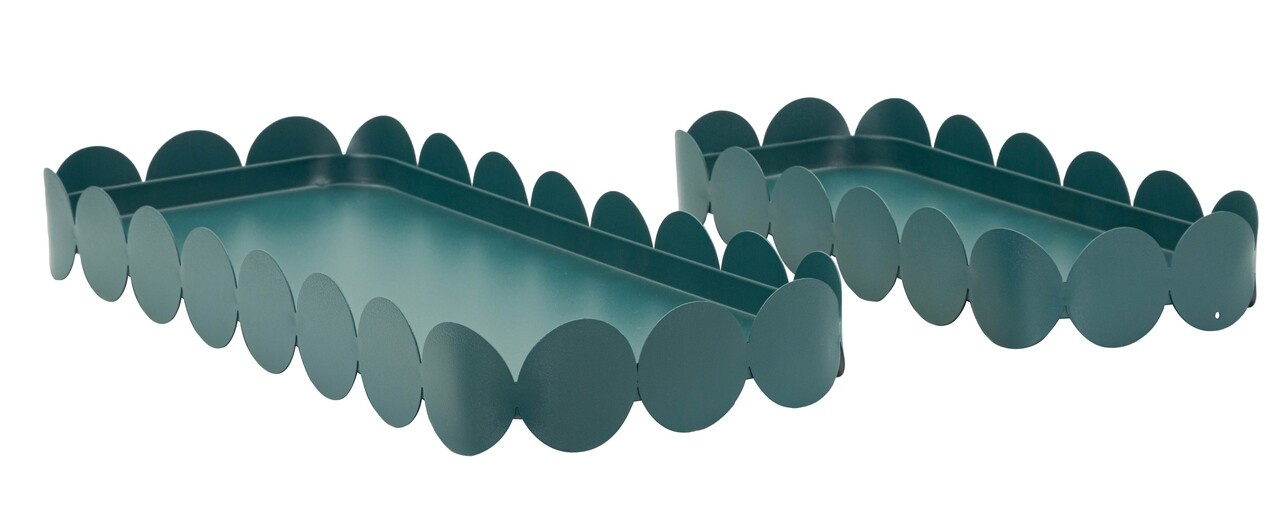 Set 2 tavi decorative, Mauro Ferretti, Saturn Rectangular, 40x16.5x4.5 cm, metal, turcoaz - imagine 6