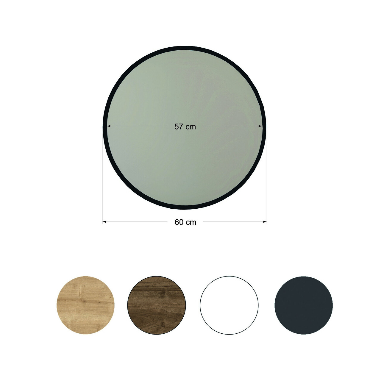 Oglinda decorativa, Neostill, Yuvarlak Mirror, 60x60x1.2 cm, MDF , Negru - 2 | YEO
