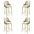 Set scaune  de bar 4 piese, Charlotte, Enox, Metal, Crem / Aur