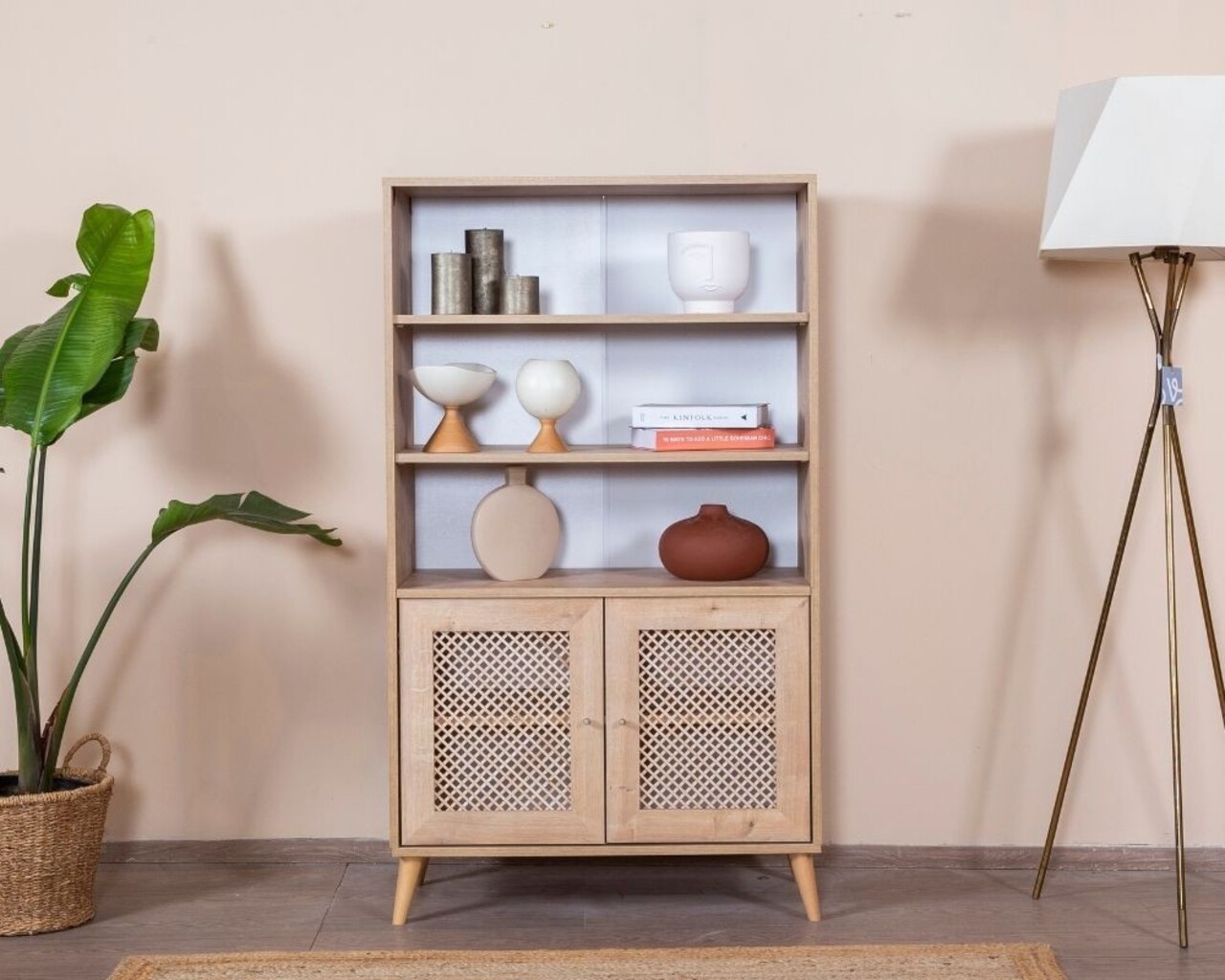 Corp biblioteca, Wolina, Goose, 90x158x41 cm, Stejar alb