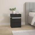 Noptiera cu 3 sertare si iluminare LED, Vasagle, 40x35x55 cm, MDF, negru