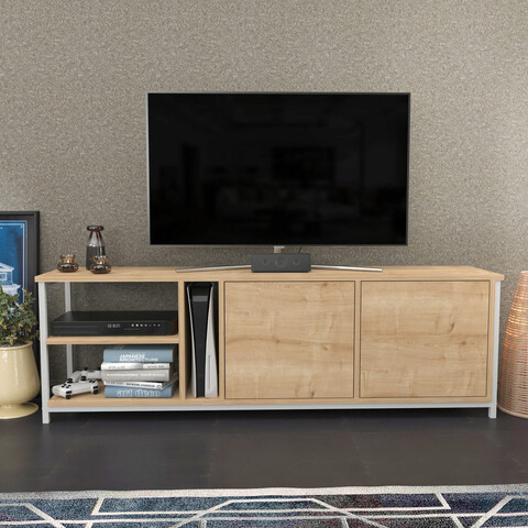 Comoda tv, retricy, primrose, 160x35.3x50.8 cm, pal, stejar alb