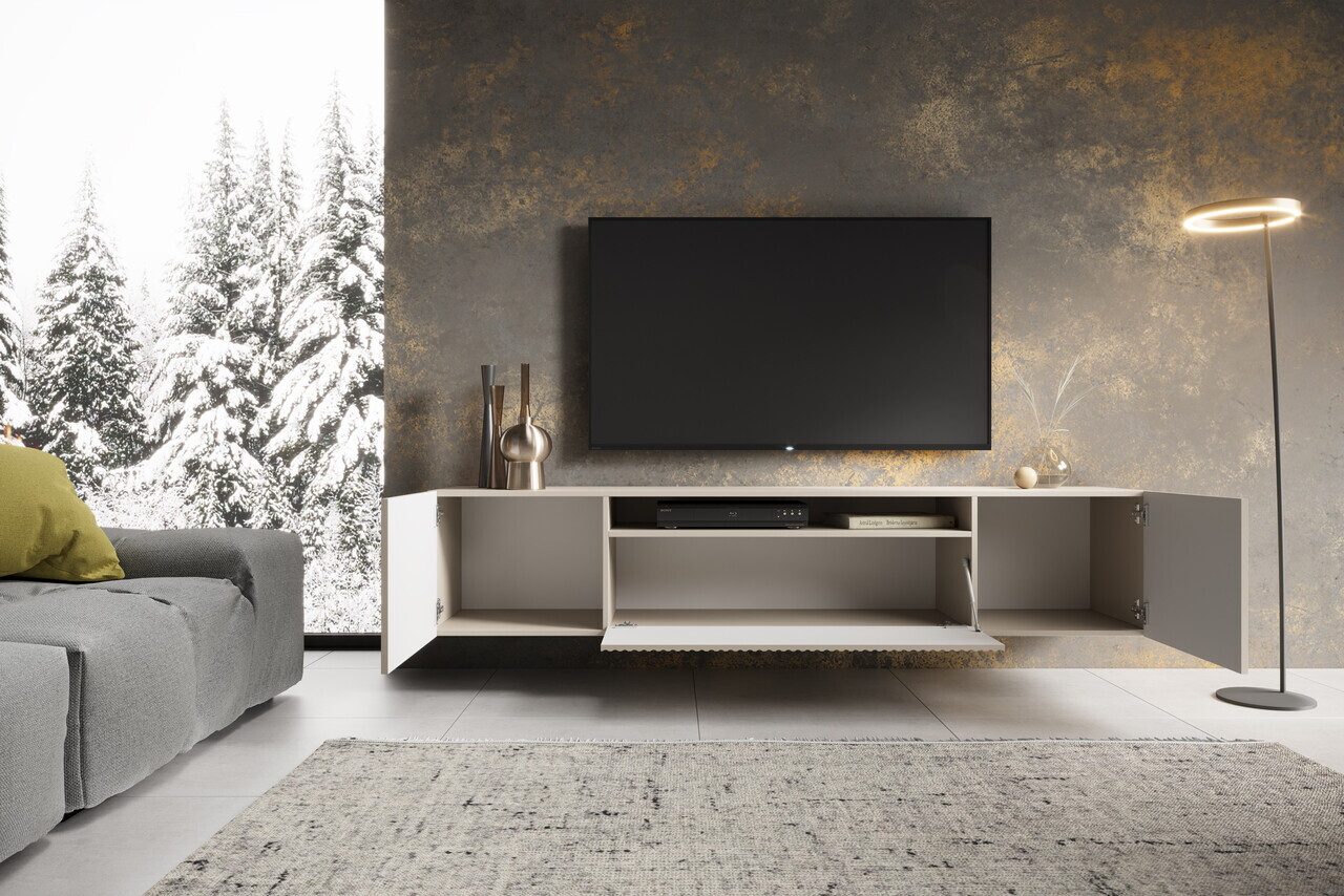 Comoda TV ADRK, Noemi, 200x41x40 cm, PAL melaminat/MDF, casmir — imaginea 2