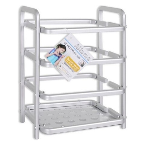 Suport pentru ustensile de bucatarie Confortime, 15x12x19 cm, aluminiu, gri 15x12x19