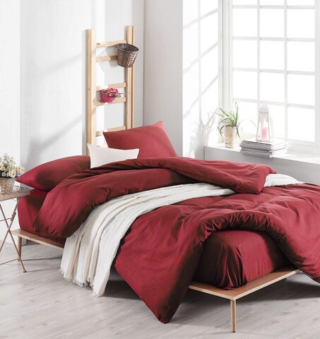 Lenjerie de pat dubla (es), 2 piese, paint - claret red, enlora home, 65% bumbac/35% poliester