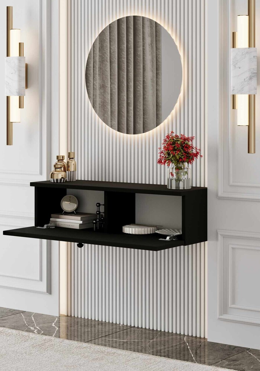Bufet, Hanah Home, Mimosa 90, 90x26x22 cm, MDF, Negru - view 3