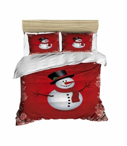 Lenjerie de pat pentru doua persoane, pearl home, 430, print 3d, policoton, 4 piese, alb/rosu/negru
