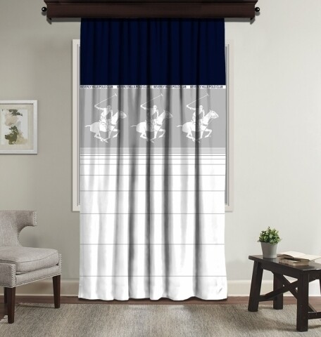 Poza Draperie Beverly Hills Polo Club, 140x260, 100% poliester, Blue/White/Grey